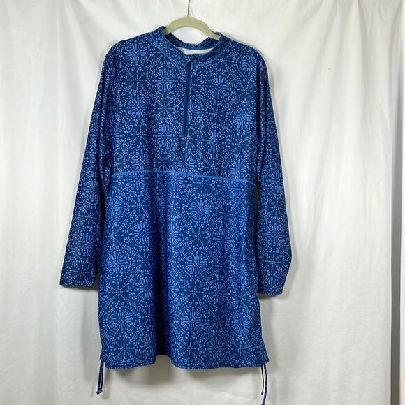 UVSkinz Women's Convertible Swim Shirtdress Size 2XL Blue - Picture 1 of 7